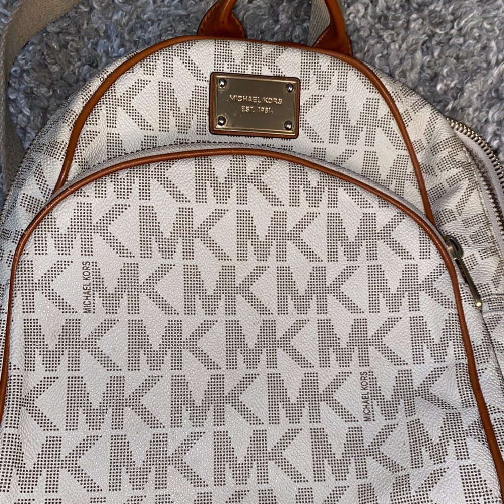 Michael Kors White Monogram Backpack - image 1